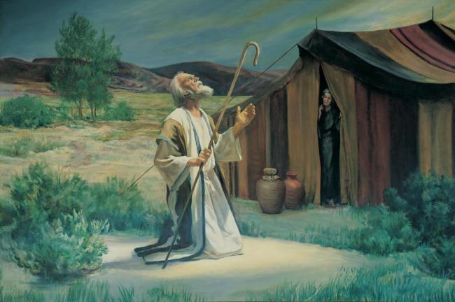 Abraham on the plains of Mamre (Grant Romney Clawson, (c) IRI).jpg