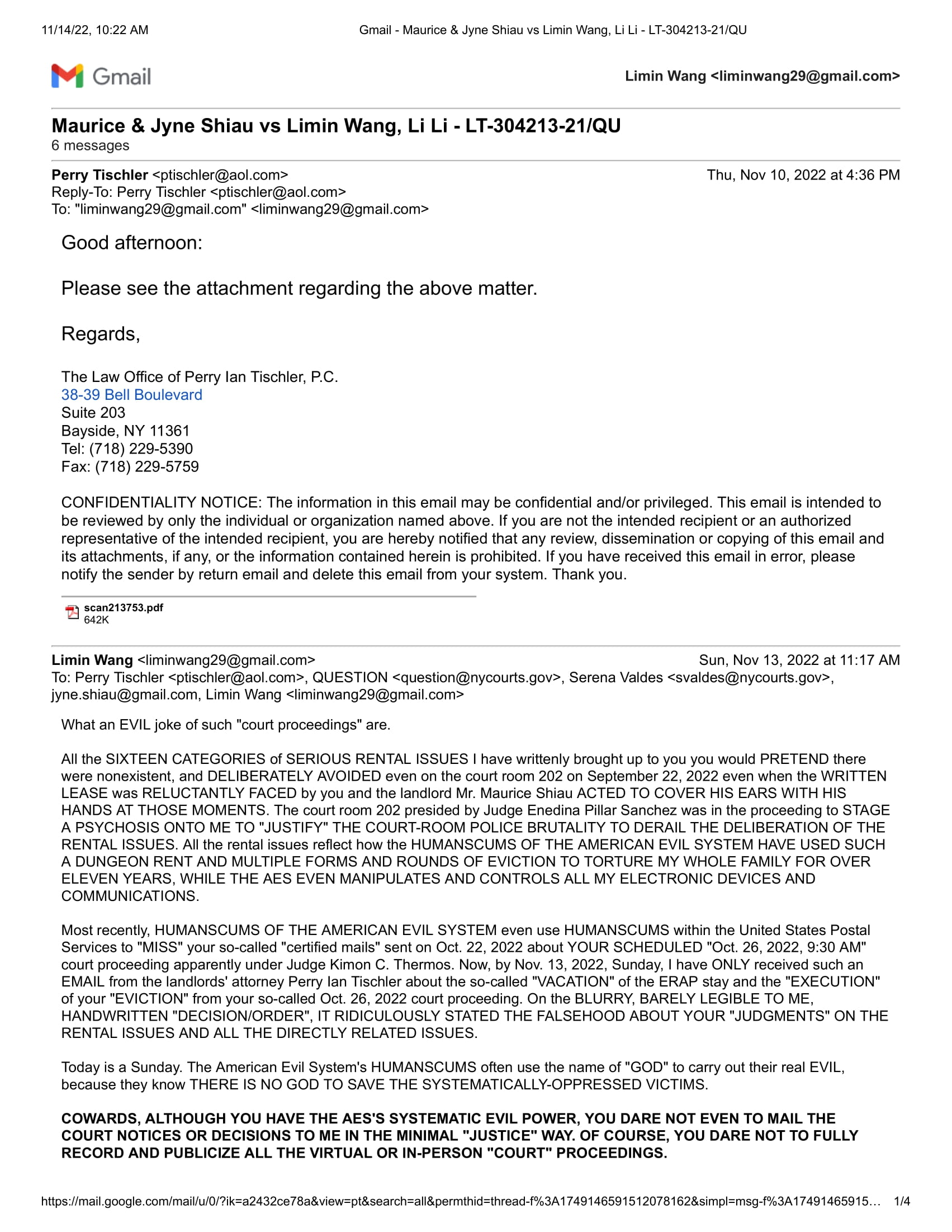 Nov 10 to Nov 14 2022 Email Replies Gmail - Maurice & Jyne Shiau vs Limin Wang, Li Li - LT-304213-21_QU-1.jpg